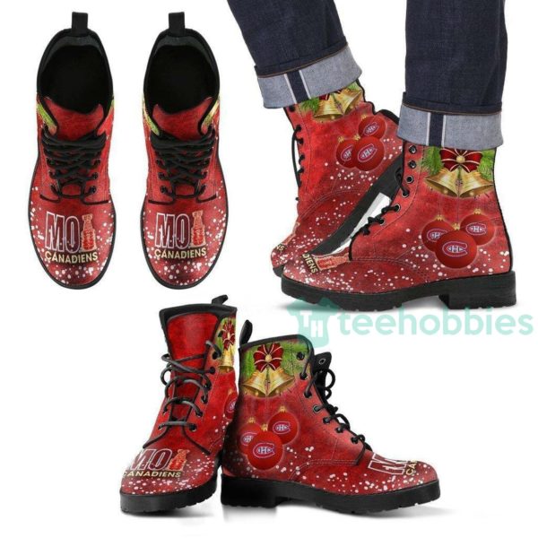 red montreal canadiens leather boots shoes 1 26M5R 600x600px Red Montreal Canadiens Leather Boots Shoes