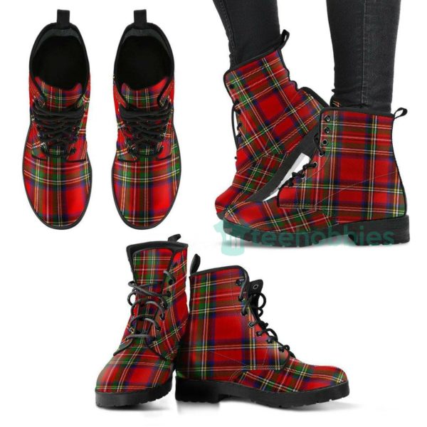 red plaid tartan black leather boots fashion 1 UOC0l 600x600px Red Plaid Tartan Black Leather Boots Fashion
