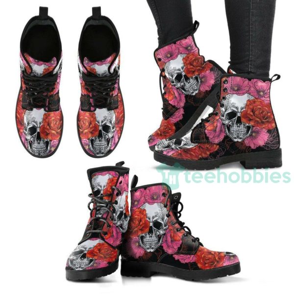 roses and skull leather boots shoes 1 B36lT 600x600px Roses And Skull Leather Boots Shoes