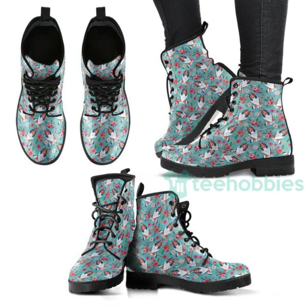 rough collie flower leather boots shoes 1 1OptB 600x600px Rough Collie Flower Leather Boots Shoes