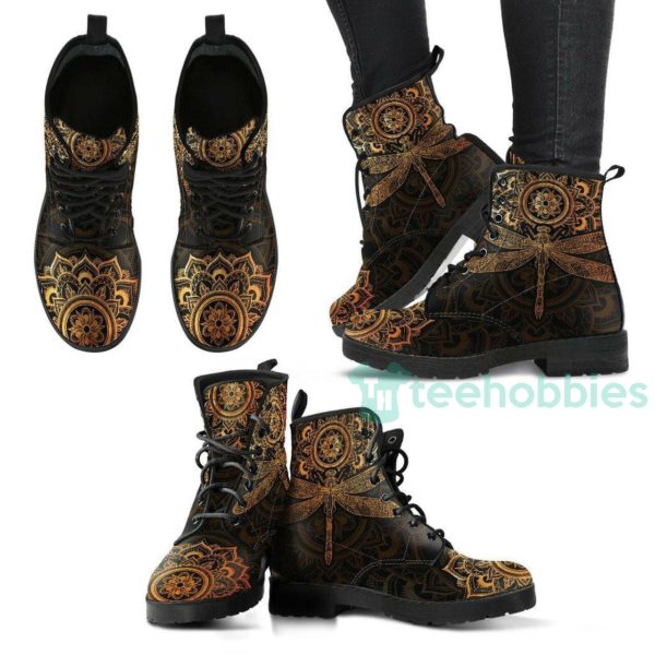 rusty gold dragonfly mandala leather boots shoes 1 JqqM1 600x600px Rusty Gold Dragonfly Mandala Leather Boots Shoes
