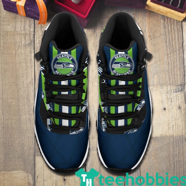 seattle seahawks logo air jordan 11 sneakers shoes 3 qihpL 600x600px Seattle Seahawks Logo Air Jordan 11 Sneakers Shoes