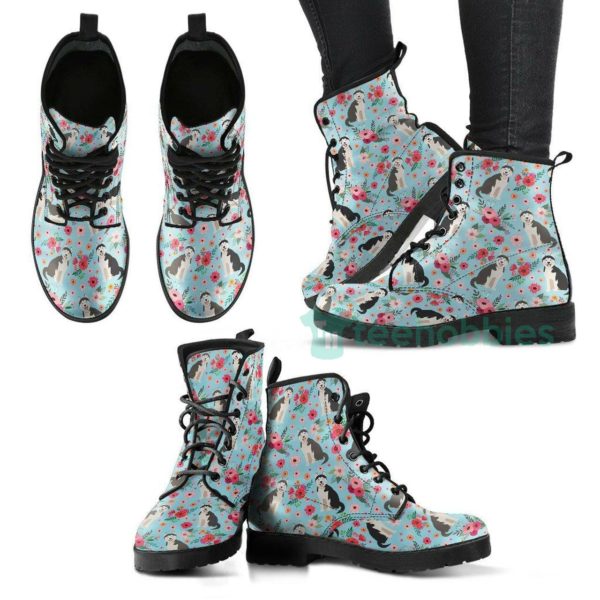 siberian husky flower leather boots shoes 1 gYf3w 600x600px Siberian Husky Flower Leather Boots Shoes