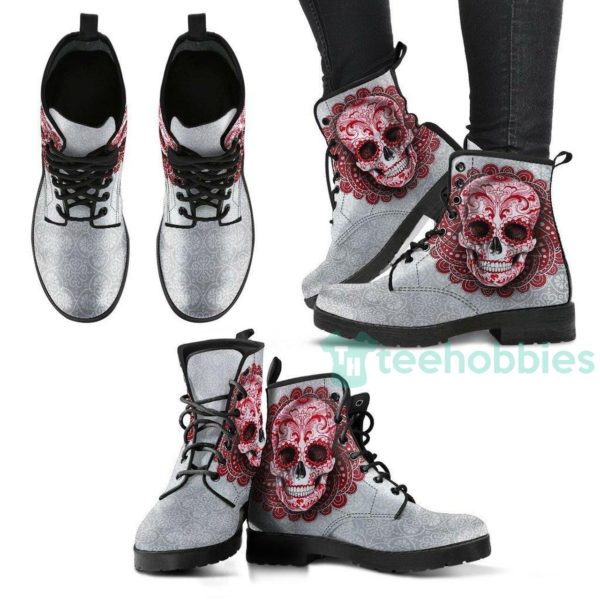 skull mandala handcrafted leather boots shoes 1 q14fy 600x600px Skull Mandala Handcrafted Leather Boots Shoes