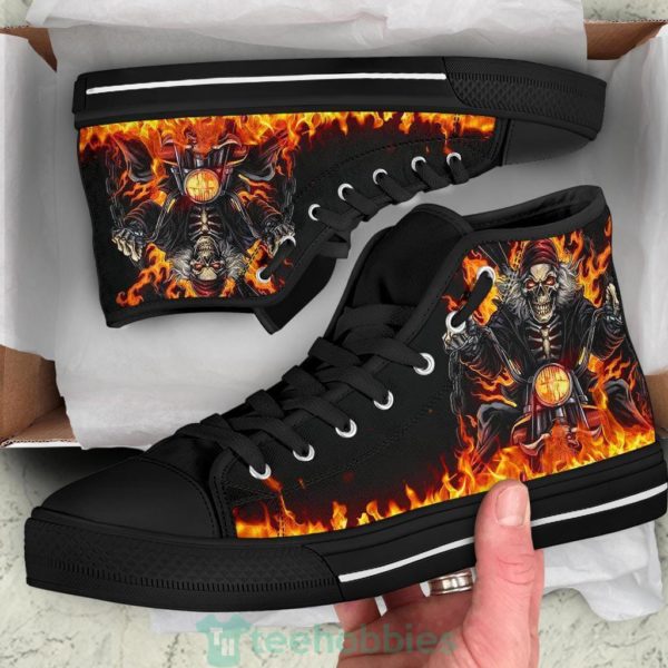 skull raider flame high top shoes biker gift 2 yTSFc 600x600px Skull Raider Flame High Top Shoes Biker Gift