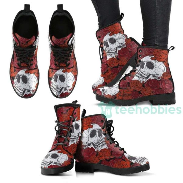 skull roses leather boots shoes 1 wycHY 600x600px Skull Roses Leather Boots Shoes