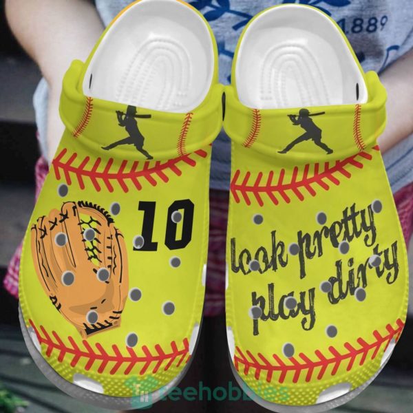 softball clog shoes look pretty play dirty 1 O3iZE 600x600px Custom Number Softball Clog Shoes Look Pretty Play Dirty