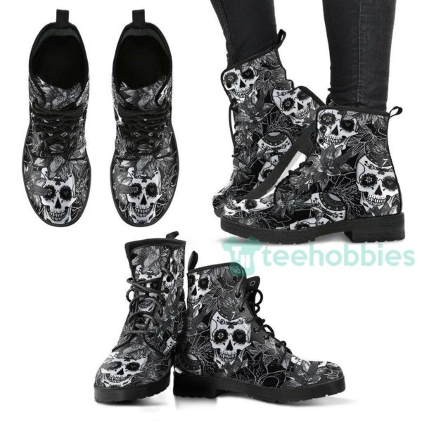 sugar skull leather boots shoes 1 geJbf 600x600px Sugar Skull Leather Boots Shoes