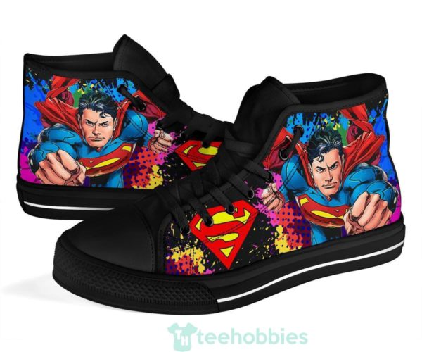 superman comic high top shoes fan gift idea 1 PDXos 600x500px Superman Comic High Top Shoes Fan Gift Idea
