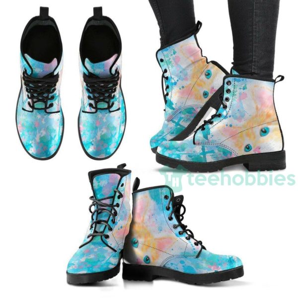 watercolor cat leather boots shoes 1 2O57X 600x600px Watercolor Cat Leather Boots Shoes