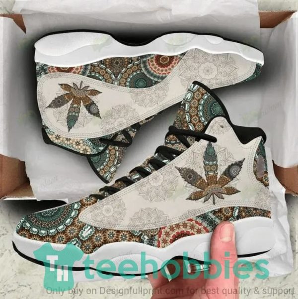 weed leaf and mandala pattern air jordan 13 sneaker shoes 1 7vhGx 600x601px Weed Leaf And Mandala Pattern Air jordan 13 Sneaker Shoes