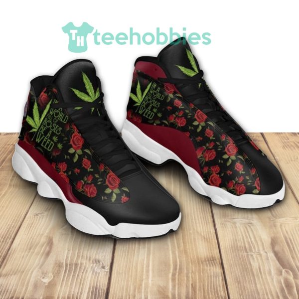 weed leaf and red roses pattern air jordan 13 sneaker shoes 2 rpNJZ 600x600px Weed Leaf And Red Roses Pattern Air Jordan 13 Sneaker Shoes