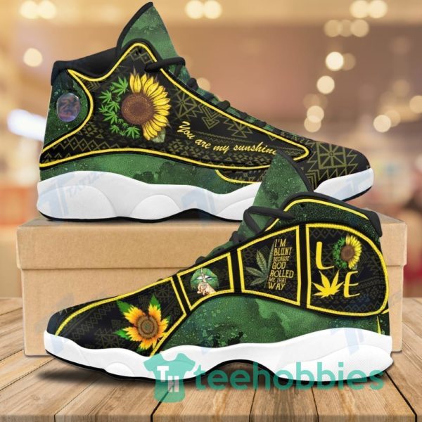 weed leaf and sunflower you are my sunshine air jordan 13 sneaker shoes 1 ulrNz 600x600px Weed Leaf And Sunflower You Are My Sunshine Air Jordan 13 Sneaker Shoes