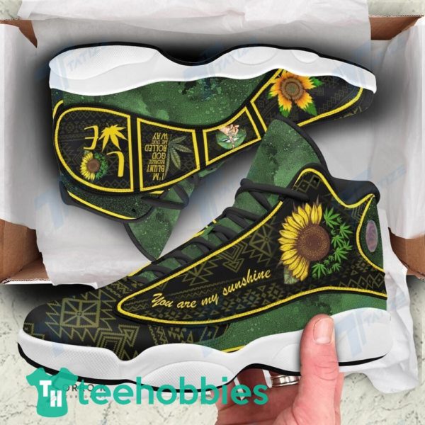 weed leaf and sunflower you are my sunshine air jordan 13 sneaker shoes 2 qPmbf 600x600px Weed Leaf And Sunflower You Are My Sunshine Air Jordan 13 Sneaker Shoes