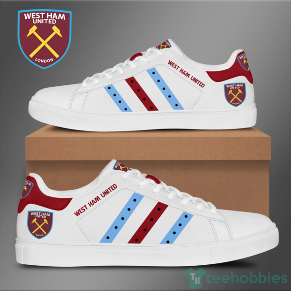 west ham united leather light blue striped low top skate shoes 1 4wNZG 600x600px West Ham United Leather Light Blue Striped Low Top Skate Shoes