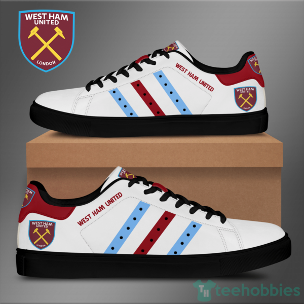 west ham united leather light blue striped low top skate shoes 2 9k40V 600x600px West Ham United Leather Light Blue Striped Low Top Skate Shoes