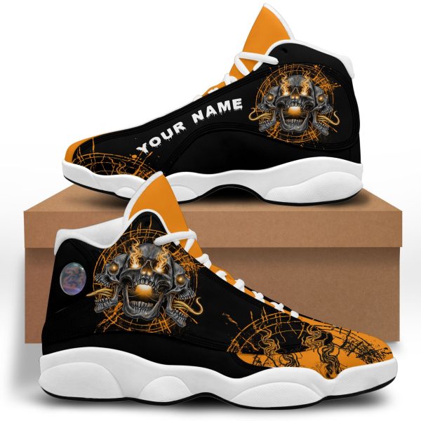 Custom Name Halloween Skull Best Gift For Halloween Air Jordan 13 Shoes - Women's Air Jordan 13 - Black
