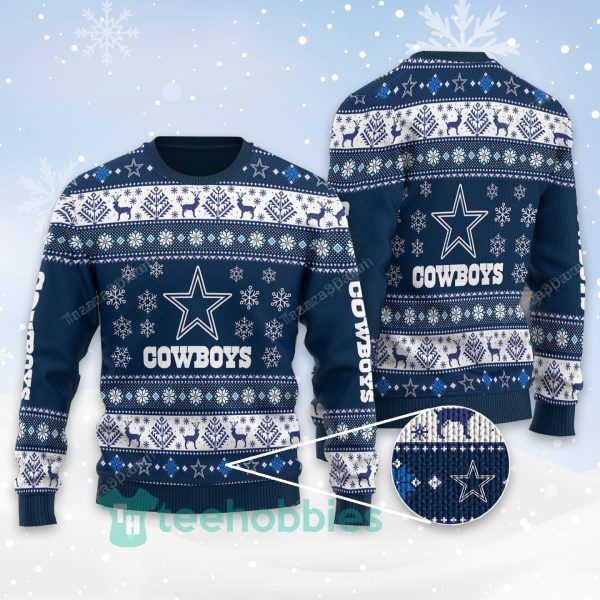 dallas cowboys all over printed reindeer christmas sweater 1 atVE7 600x600px Dallas Cowboys All Over Printed Reindeer Christmas Sweater
