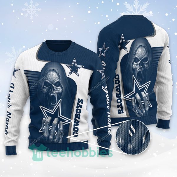 dallas cowboys skull personalized all over printed christmas sweater 1 wLXjc 600x600px Dallas Cowboys Skull Personalized All Over Printed Christmas Sweater