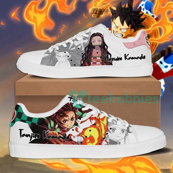 demon slayer tanjiro and nezuko custom anime skate shoes 1 egQF7 600x600px Demon Slayer Tanjiro and Nezuko Custom Anime Skate Shoes
