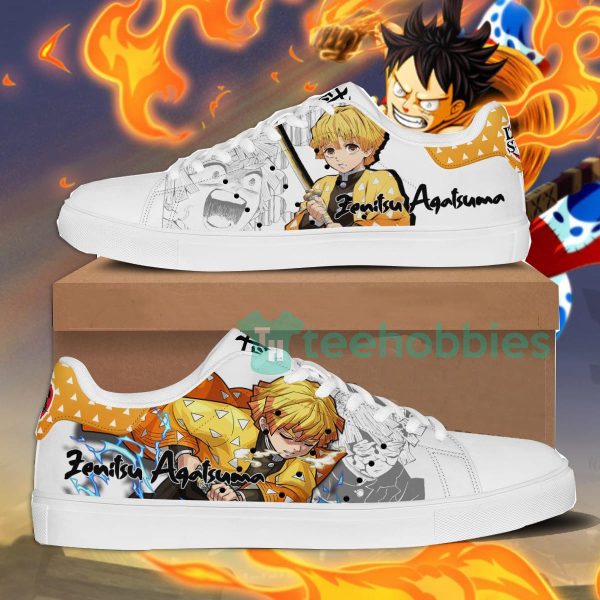demon slayer zenitsu agatsuma custom anime skate shoes 1 qxFsl 600x600px Demon Slayer Zenitsu Agatsuma Custom Anime Skate Shoes