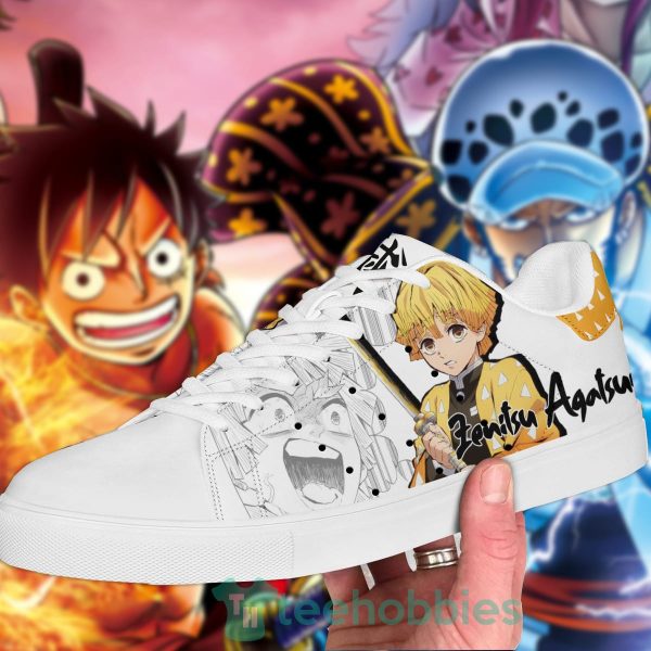 demon slayer zenitsu agatsuma custom anime skate shoes 2 8s9OR 600x600px Demon Slayer Zenitsu Agatsuma Custom Anime Skate Shoes