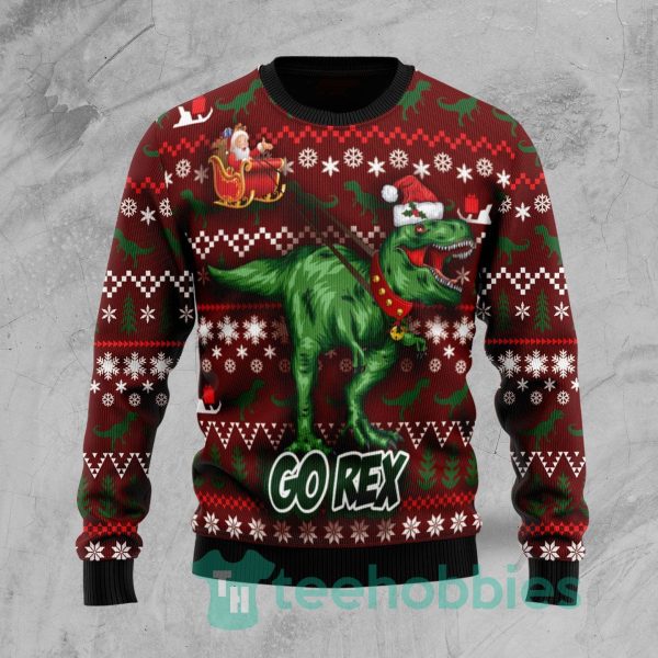 go rex dinosaur santa christmas all over printed 3d sweater 1 McpxH 600x600px Go Rex Dinosaur Santa Christmas All Over Printed 3D Sweater
