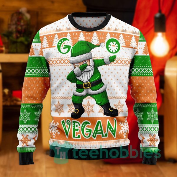 go vegan santa dabbing christmas all over printed 3d sweater 1 T2ApN 600x600px Go Vegan Santa Dabbing Christmas All Over Printed 3D Sweater