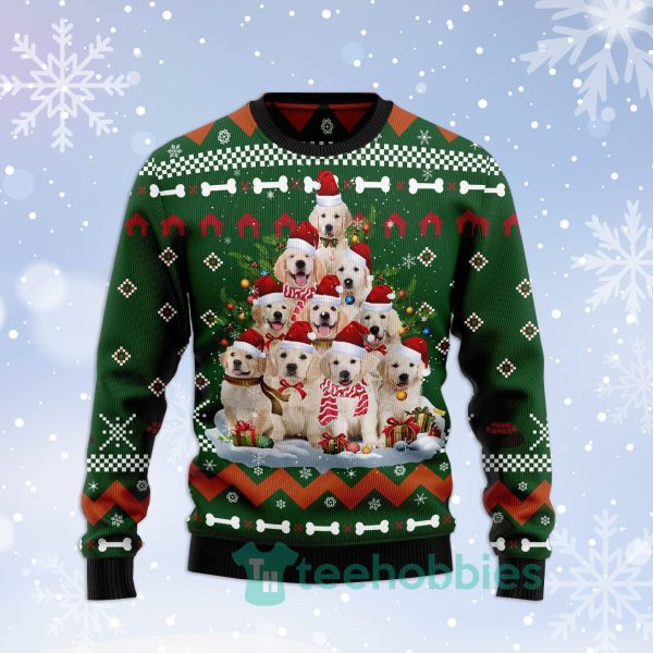 golden retriever pine tree christmas all over printed 3d sweater 1 2zoBo 600x600px Golden Retriever Pine Tree Christmas All Over Printed 3D Sweater