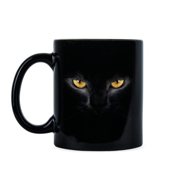 Halloween Cat Gift Cat Eyes Gift Hallowen Coffee Mug - Mug 11oz - Black