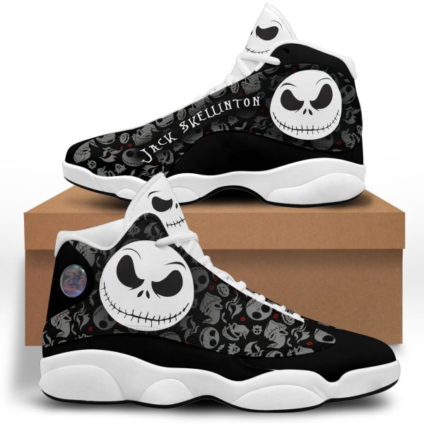 Halloween Character Jack Skellinton Air Jordan 13 Shoes - Women's Air Jordan 13 - Black