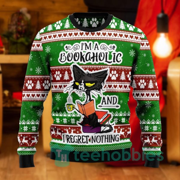 im a bookaholic black cat christmas all over printed 3d sweater 1 GUagA 600x600px Im A Bookaholic Black Cat Christmas All Over Printed 3D Sweater