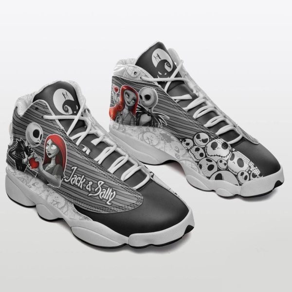 Jack Skellington And Sally Best Gift For Halloween Air Jordan 13 Shoes - Women's Air Jordan 13 - Black