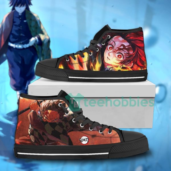 kamado high top shoes custom demon slayer anime with fire 1 mLnOy 600x600px Kamado High Top Shoes Custom Demon Slayer Anime With Fire