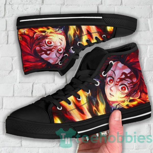 kamado high top shoes custom demon slayer anime with fire 6 oRnD5 600x600px Kamado High Top Shoes Custom Demon Slayer Anime With Fire