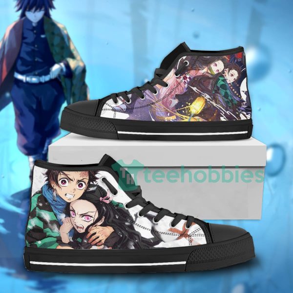 kamado vs nezuko high top shoes custom demon slayer anime 1 kjBet 600x600px Kamado vs Nezuko High Top Shoes Custom Demon Slayer Anime