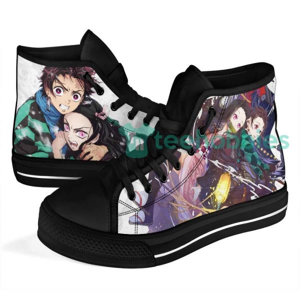 kamado vs nezuko high top shoes custom demon slayer anime 4 ICuss 600x600px Kamado vs Nezuko High Top Shoes Custom Demon Slayer Anime