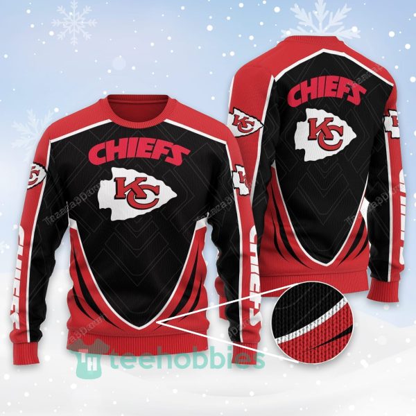 kansas city chiefs all over printed black christmas sweater 1 RC6Fd 600x600px Kansas City Chiefs All Over Printed Black Christmas Sweater
