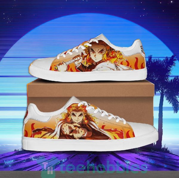 kyojuro rengoku custom demon slayer anime skate shoes for anime fans 1 tpsrG 600x597px Kyojuro Rengoku Custom Demon Slayer Anime Skate Shoes For Anime Fans