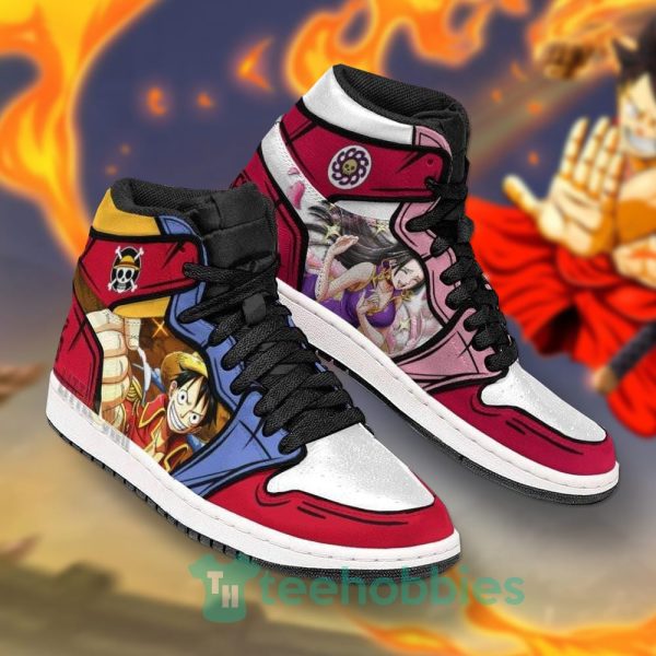 luffy and boa hancock custom one piece air jordan hoghtop shoes 2 LRSHx 600x600px Luffy And Boa Hancock Custom One Piece Air Jordan Hoghtop Shoes
