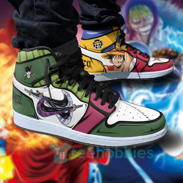 luffy and zoro custom one piece air jordan hoghtop shoes anime 4 9k57D 600x600px Luffy And Zoro Custom One Piece Air Jordan Hoghtop Shoes Anime