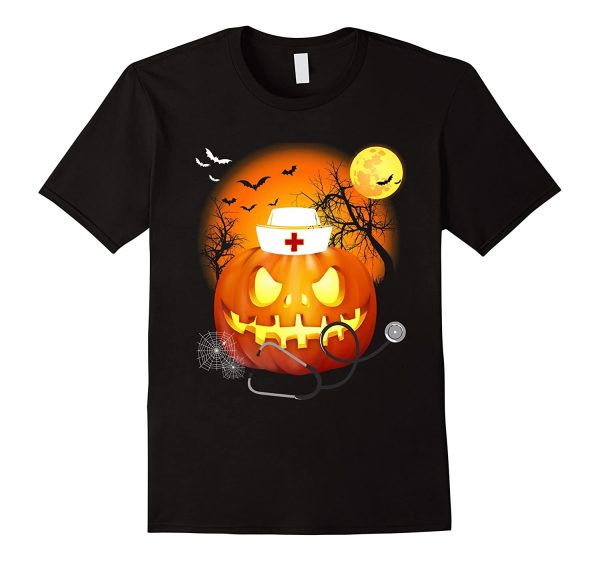 nurse halloween pumpkin halloween night t shirt unisex t shirt black 600x561px Nurse Halloween Pumpkin Halloween Night T Shirt