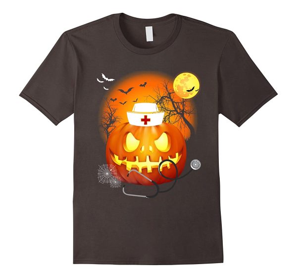 nurse halloween pumpkin halloween night t shirt unisex t shirt dark chocolate 600x561px Nurse Halloween Pumpkin Halloween Night T Shirt