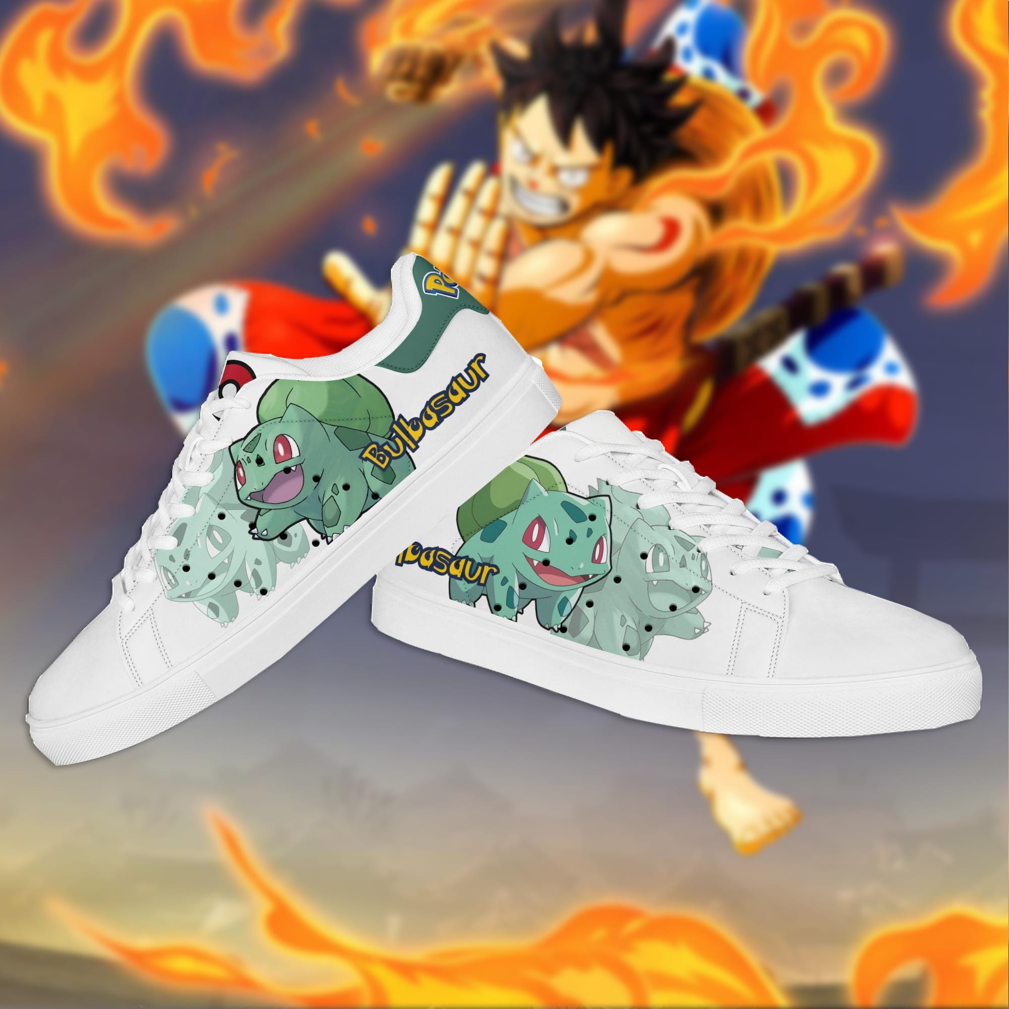 Pokemon Bulbasaur Custom Anime Skate Shoes For Men And Women