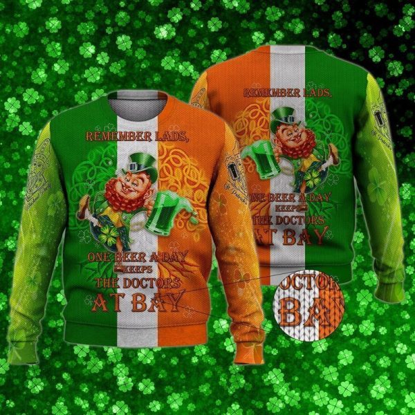 remember lads one beer a day keeps the doctors at bay happy st patricks day sweater 1 QOYAU 600x600px Remember Lads One Beer A Day Keeps The Doctors At Bay Happy St Patrick's Day Sweater
