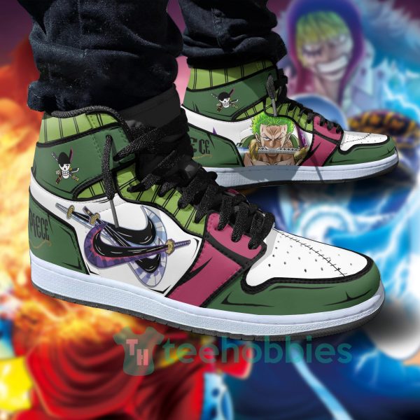 roronoa zoro anime custom one piece air jordan hoghtop shoes 4 KkSpR 600x600px Roronoa Zoro Anime Custom One Piece Air Jordan Hoghtop Shoes