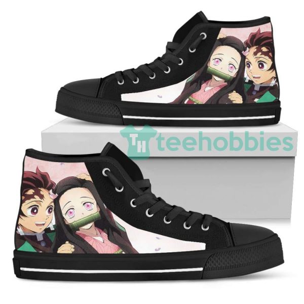 tanjiro and nezuko shoes custom demon slayer anime high top 2 hW55j 600x600px Tanjiro and Nezuko Shoes Custom Demon Slayer Anime High Top