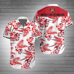 United States Marine Tropical Hawaiian Shirt Beach Shorts - Hawaiian Shirt - White