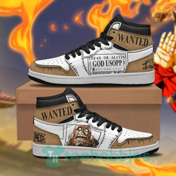 usopp wanted custom one piece air jordan hoghtop shoes 1 3ah9m 600x600px Usopp Wanted Custom One Piece Air Jordan Hoghtop Shoes
