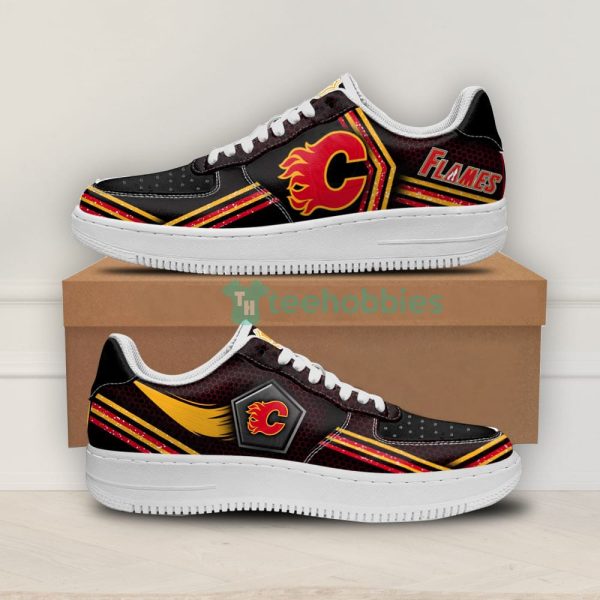 calgary flames logo and striped style air force shoes for fans 1 AMOSw 600x600px Calgary Flames Logo And Striped Style Air Force Shoes For Fans